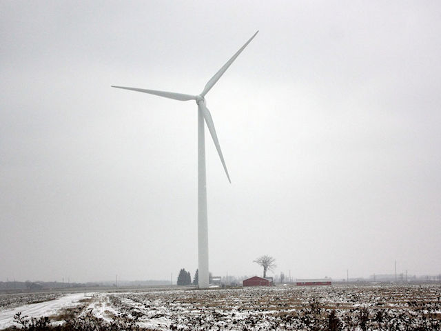 Wind turbine near houses